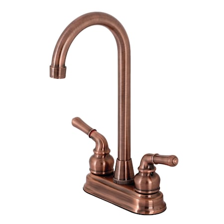 Kingston Brass KB496 Magellan Two-Handle 4" Centerset Bar Faucet, Antique Copper KB496